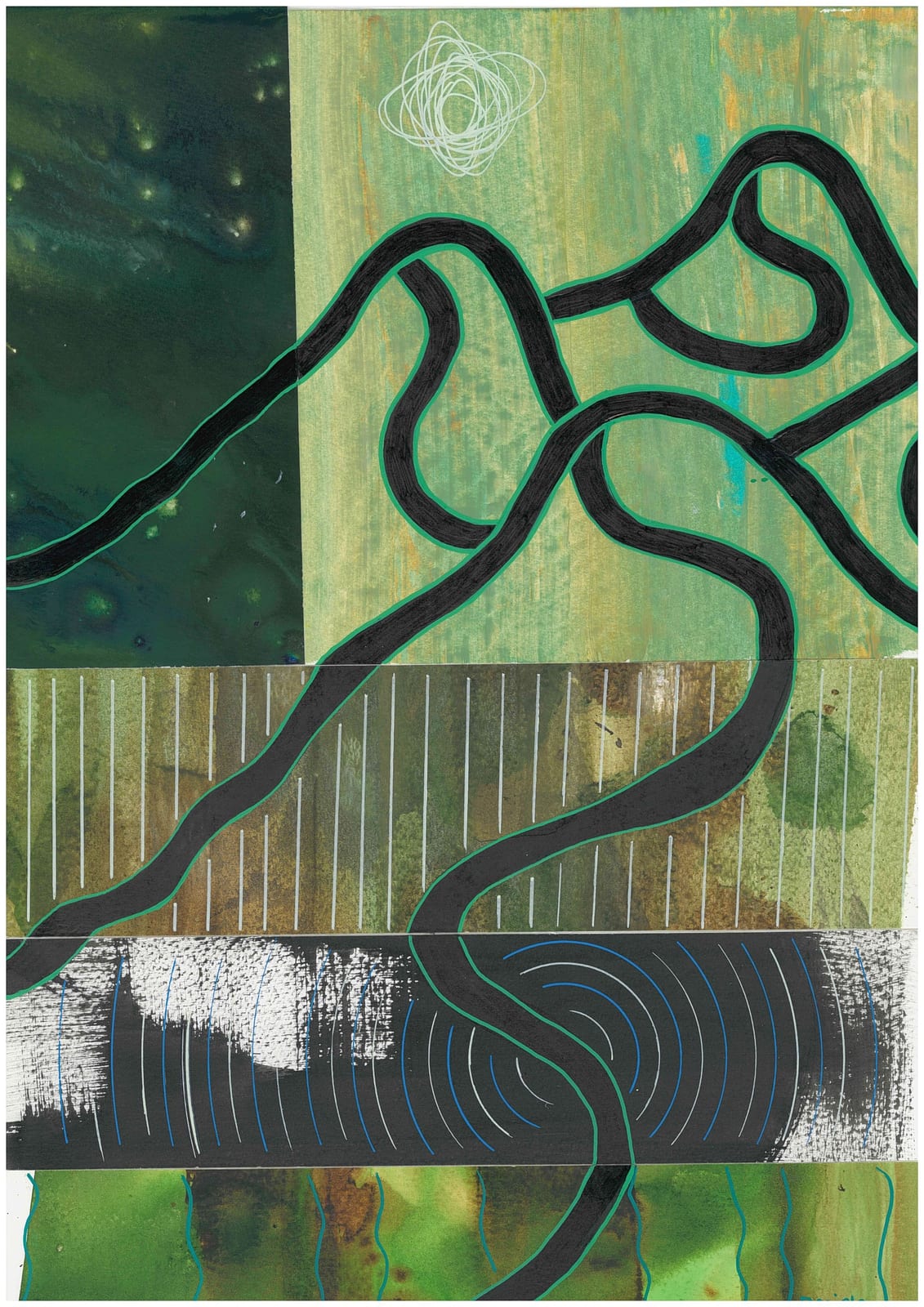 Valleys of Unrest, Mixed media on paper